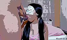 Mladá nevlastní sestra lákána zmrzlinou a drsným sexem zezadu v hentai karikatuře