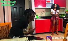 Sensual sex in the kitchen with Naija beauty and her brother's friend