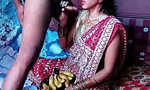 Primeira experiência sexual de um casal indiano com grandes nádegas em Karwa Chauth