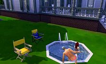 Une MILF blonde se fait baiser dans la piscine par son beau-fils pervers infidèle